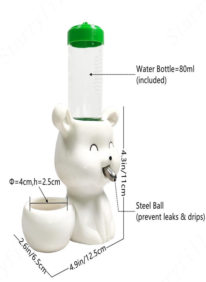 Starryfill Hamster 2-in-1 Bunny-Shaped White Ceramic Water Bottle Holder & Food Bowl for Gerbils Small Animals,Cute Accessory(Water Bottle Included) - Image 2